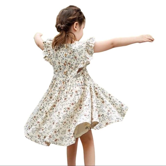 Cream Floral Pinafore Dress - Picture 2 of 4